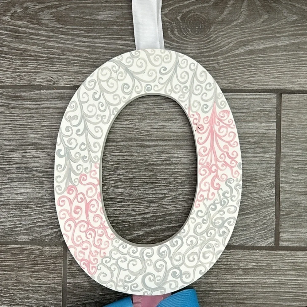 Handmade “O” Bow Holder Pink and Gray